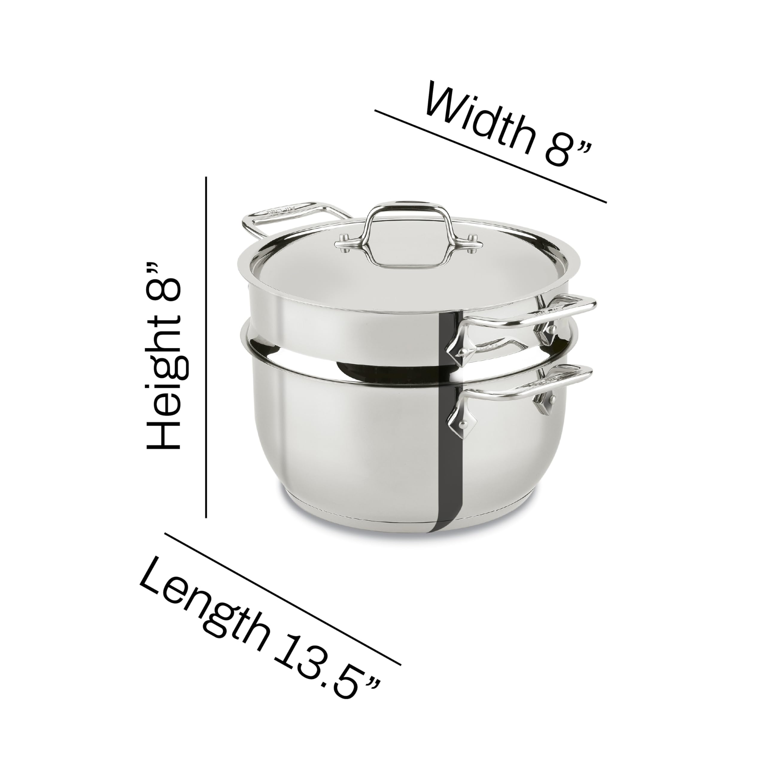 All-Clad Specialty Stainless Steel Stockpot, Multi-Pot with Strainer 3 Piece, 5 Quart Induction Oven Broiler Safe 600F Strainer, Pasta Strainer with Handle, Pots and Pans Silver