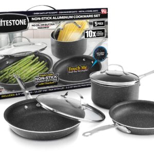 Granitestone Original 5-Piece Nonstick Cookware Set, Scratch-Resistant Pots and Pans, Granite-coated Anodized Aluminum, Dishwasher-Safe, PFOA-Free Kitchenware As Seen On TV