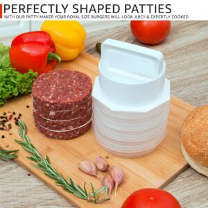 Miles Kimball Hamburger Press Patty Maker - 4 in1 Burger Mold Patty Press, 4 Storage Containers, 100 Patty Papers - Essential Hamburger Patty Maker Tool for BBQ - Burger Shaper for Meat Veggie Patties
