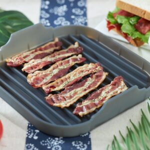 JILLMO Bacon Cooker for Microwave Oven, Microwave Bacon Cooker Bacon Maker, Food-Grade Silicone Microwave Bacon Tray, Grey