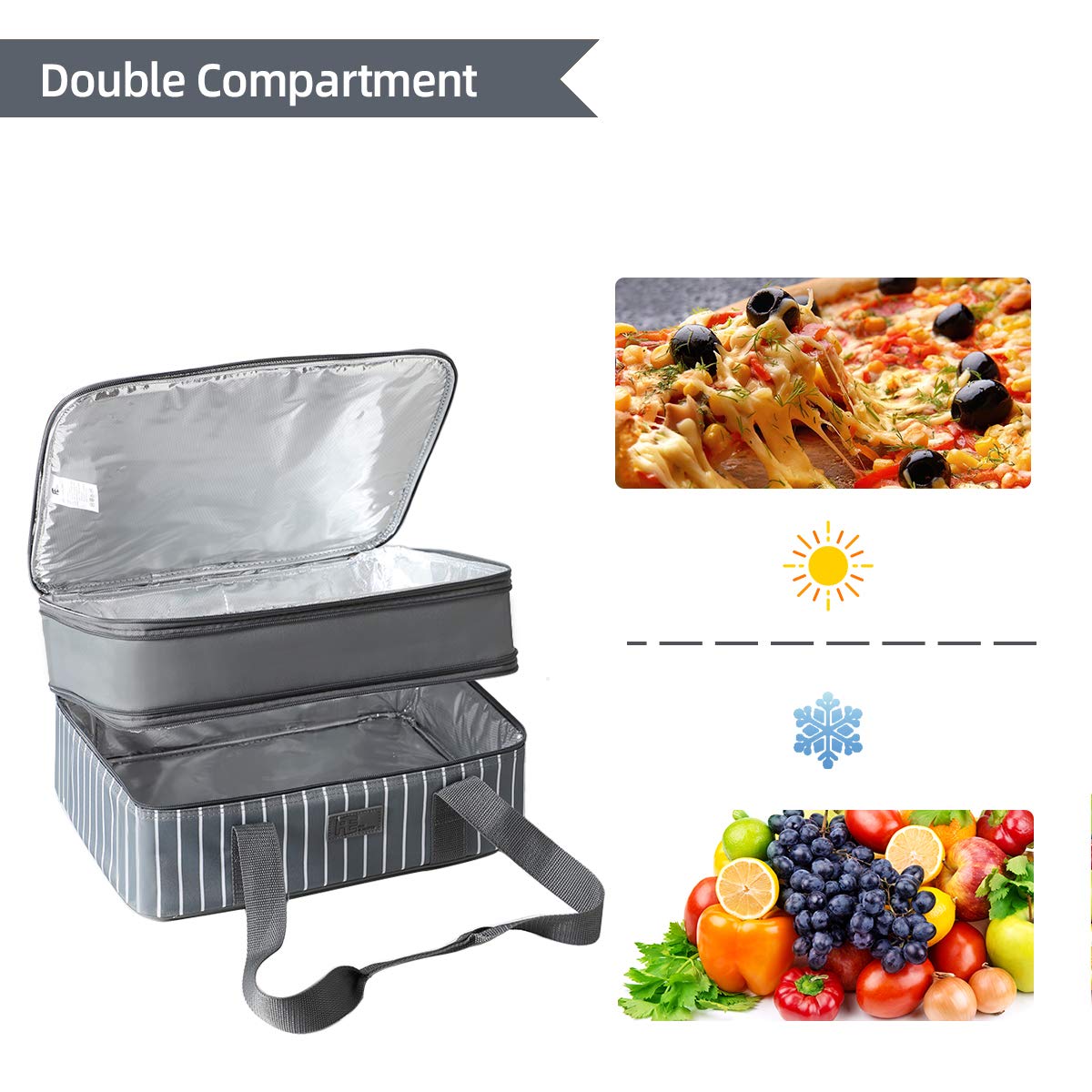 FE Casserole Carrier, Expandable Insulated Casserole Carriers for Hot or Cold Food, Lasagna Lugger for Parties, Fits 9" x 13" Baking Dish, Grey