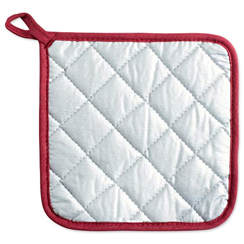 DII Basic Terry Collection Quilted 100% Cotton, Potholder, Barn Red, 3 Piece