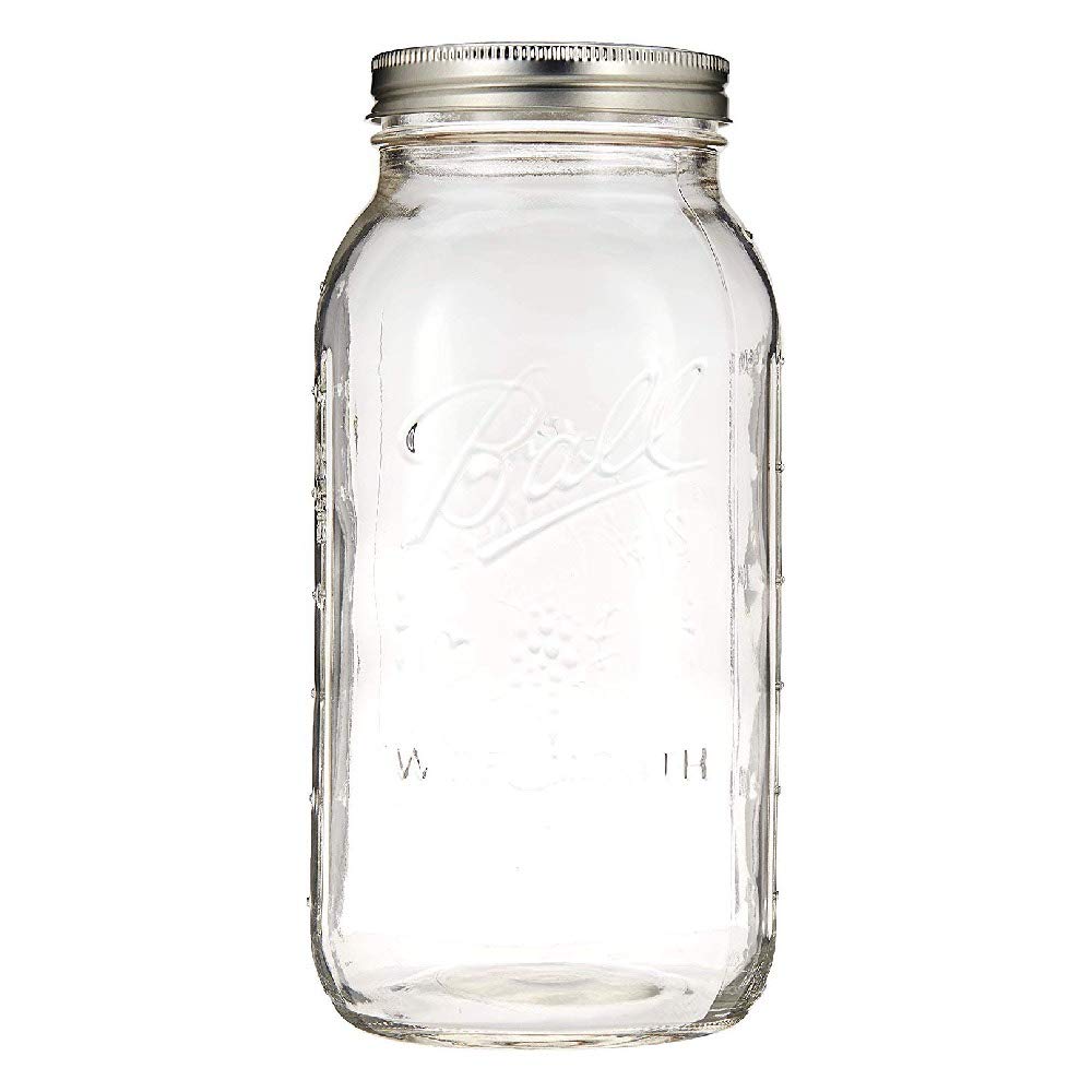 Ball Wide Mouth Half Gallon 64 Oz Jars with Lids and Bands, Set of 6, Clear