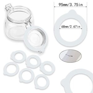 JUN 12 Pcs Replacement Silicone Jar Gaskets Food Grade Rubber Seals Airtight Silicone Gasket Sealing Rings 3.75 Inches(White)