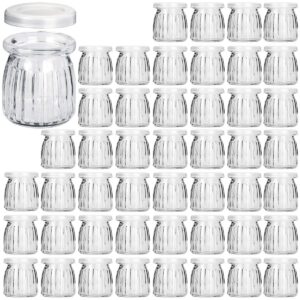 kamota glass jars, 40 pack 6 oz yogurt jars with pe lids, glass pudding jars yogurt jars ideal for jam, honey, wedding favors, shower favors, baby foods (200ml)