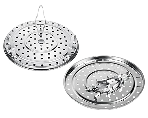 Steamer Rack 8.5 Inches 304 Stainless Steel Steaming Rack Steam Tray with Removable Legs for Steamer Cookware Instant Pressure Cooker Multi-functional Steamer Basket