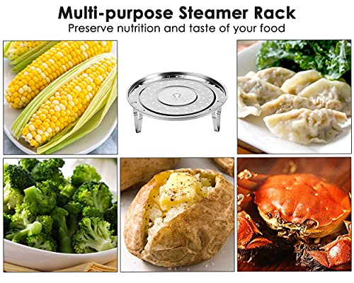 Steamer Rack 8.5 Inches 304 Stainless Steel Steaming Rack Steam Tray with Removable Legs for Steamer Cookware Instant Pressure Cooker Multi-functional Steamer Basket