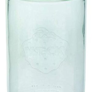 Weck Glass Jar 782-1-Liter Sturdy Cylindrical Glass Jars with Glass Lids - Weck Jars for Canning, Baking, and Storing Spice - Easy to Wash & Microwave Safe - Wide Mouth Canning Jars - Pack of 2 Jars