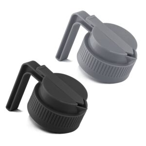 2 pack flip cap lid with handle, sliding lid & easy pour spout wide mouth mason jar lids reusable, leak-proof seal spout mason jar pitcher, grey+black