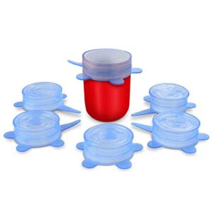 orblue stretchable silicone lids 6-pack small for fresh food storage - seal in flavors, keep food fresh and reduce waste (2.6 inches stretches to 3.5 inches)