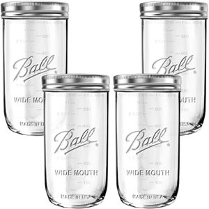 bhl jars mason jars wide mouth 24 oz bundle with non slip jar opener brand set of 4 mason jars - canning glass jars with lids and bands