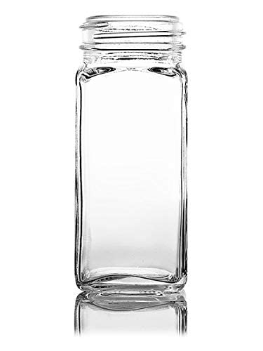 Pride Of India Small Clear Glass Spice Jars w/Dual Sifter Cap | Food Grade BPA Free USA Made | 4 Fluid Ounce Capacity