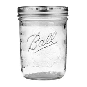 Ball Jar with Lid and Band - Pick Your Size and Color (Clear, Wide Mouth Pint - 16 oz.) Pack Of 2