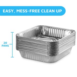 MontoPack 9” Disposable Aluminum Foil Square Baking Pans | 9 x 9 Cake Pan Tin for Broiling, Toaster Oven, Meal Prep, Roasting, Take Out | Perfect for Brownie & Lasagna Trays | 20 Pack