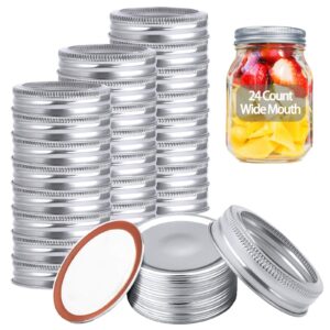 48pcs wide mouth canning lids and rings mason jar lids reusable leak proof split-type silver lids with silicone seals rings (86mm)