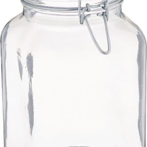 Bormioli Rocco Fido Square Jar with Blue Lid, 67.5-Ounce