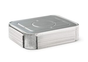 (35 pack) premium lids for chafing pans 9" x 13" half deep pans l top choice disposable heavy duty aluminum foil tin pan lid perfect for roasting potluck catering party bbq baking cakes pie