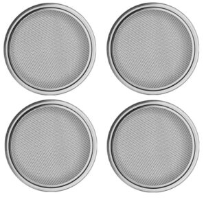 4 pack mason jar sprouting lids wide mouth- stainless steel sprouting lids for wide mouth mason jars, growing bean, broccoli, seed