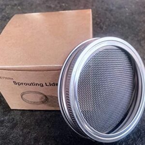 4 pack Mason jar Sprouting Lids wide mouth- stainless steel sprouting lids for wide mouth mason jars, growing Bean, Broccoli, seed