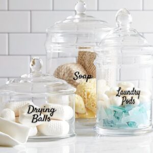 Laundry Room Organizing Labels for Glass Jars, Canisters, Waterproof Home Storage Organization Washroom Cleaning Decal Stickers