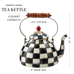 MACKENZIE-CHILDS Courtly Check Enamel Tea Kettle, Decorative Tea Kettle, 3-Quart Capacity