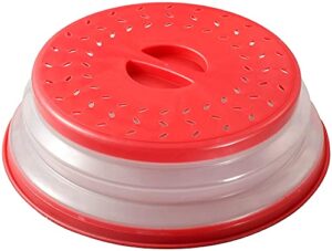collapsible microwave food plate cover,vented,bpa free food grade silicone lid-red