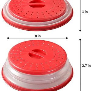 Collapsible Microwave Food Plate Cover,Vented,BPA Free Food Grade Silicone Lid-Red