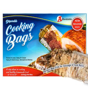 Disposable Heat Resistant Cooking Bags – Multi-Use BPA-Free Plastic Food Bags Good For Poultry & Vegetables. For Cooking, Reheating, Microwave, Roasting, & Defrosting,– 50 Pack