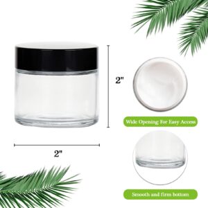 2oz Glass Jars 40 Pack, Hoa Kinh Mini Round Clear Glass Jars with Inner Liners and Black Lids, Perfect for Storing Lotions, Powders, and Ointments