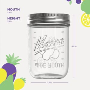 SEWANTA Wide Mouth Mason Jars 16 oz With mason jar lids and Bands, mason jars 16 oz - For Canning, Fermenting, Pickling - Jar Décor - Microwave/Freeze/Dishwasher Safe. (13)