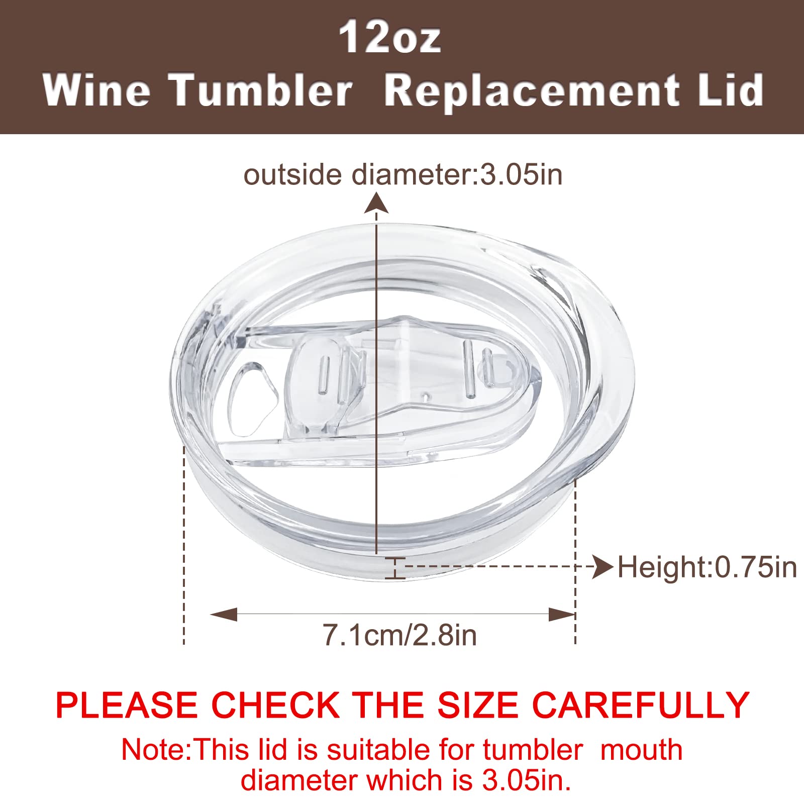 XccMe 12oz Wine Tumbler Replacement Lids,Inner Diameter 2.8'' X 2.8'',2 Pack Spill Proof Splash Resistant Silicone Sliding Covers,Straw Friendly, BPA Free