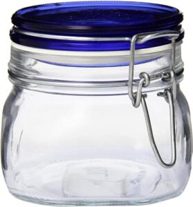 bormioli rocco fido square jar with blue lid, 17-1/2-ounce