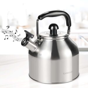 koocovel tea kettle for stove top,304 stainless steel tea kettles,4l/4.2qt tea kettles for kitchen,camping,traveling,portable,fast to boil