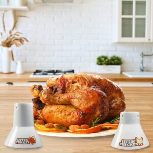 Sittin' Chicken & Turkey Ceramic Beer Can Roaster & Steamer Combo Pack- Easily Infuse flavors Into Your Meat- Wide Ceramic Base for Oven Or Grill Use- Great Meal Prep Accessories for BBQing & Grilling