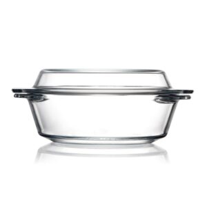zyer small glass casserole dish with glass lid round glass microwave safe bowls with lids, glass microwavable bowls (0.65l)