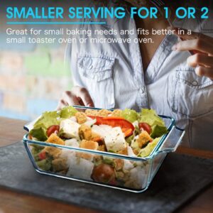 Mini-1 QT (5.7in x 7in) Rectangular Glass Casserole Dish With Glass Lid, (Single Serving) Glass Bakeware with Lid Glass Microwave Casserole Dish Lidded Small Casserole Dish