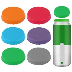 soda can lids soda juice beverage beer no spill silicone saver can lid fits standard soda cans protector (6 pack, assorted)