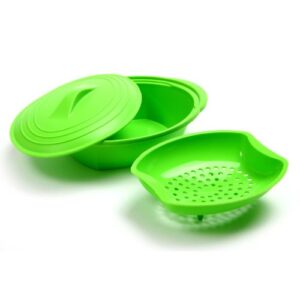 Norpro Silicone Steamer with Insert, Green, 1 Count (Pack of 1)