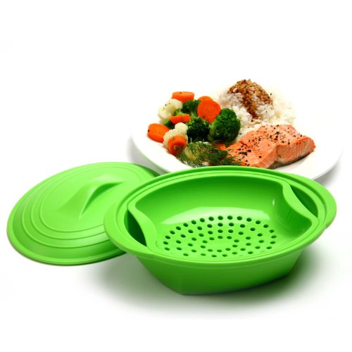 Norpro Silicone Steamer with Insert, Green, 1 Count (Pack of 1)