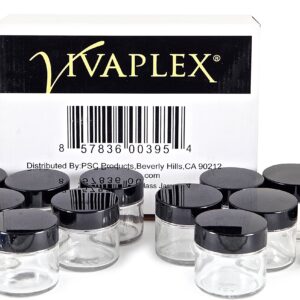 Vivaplex, 12, Clear, 2 oz, Round Glass Jars, with Inner Liners and black Lids