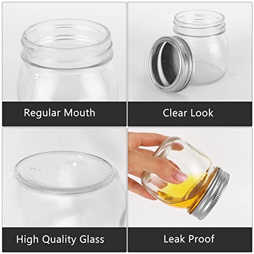 10 oz Glass Mason Jars, 24 Pack Clear Glass Jars with Regular Lids, Canning Jars for Honey, Yogurt, Wedding Favors, Food Storage, Vegetables, Includes 40 Black Labels