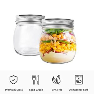 10 oz Glass Mason Jars, 24 Pack Clear Glass Jars with Regular Lids, Canning Jars for Honey, Yogurt, Wedding Favors, Food Storage, Vegetables, Includes 40 Black Labels