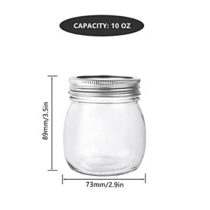 10 oz Glass Mason Jars, 24 Pack Clear Glass Jars with Regular Lids, Canning Jars for Honey, Yogurt, Wedding Favors, Food Storage, Vegetables, Includes 40 Black Labels