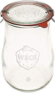 weck jars - weck tulip jars 1.5 liter- large glass jars for sourdough - starter jar with glass lid - wide mouth - suitable for canning and storage - (1 jar)