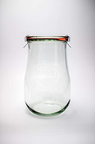 Weck Jars - Weck Tulip Jars 1.5 Liter- Large Glass Jars for Sourdough - Starter Jar with Glass Lid - Wide Mouth - Suitable for Canning and Storage - (1 Jar)