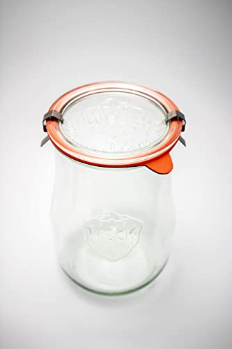 Weck Jars - Weck Tulip Jars 1.5 Liter- Large Glass Jars for Sourdough - Starter Jar with Glass Lid - Wide Mouth - Suitable for Canning and Storage - (1 Jar)