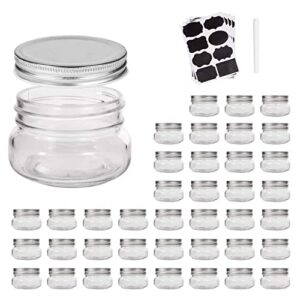 accguan mini mason jars,glass jar 5oz with lids（silver,ideal for jam,honey,wedding favors,shower favors,40 pack