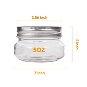 Accguan Mini Mason Jars,glass jar 5OZ With Lids（Silver,Ideal for Jam,Honey,Wedding Favors,Shower Favors,40 PACK