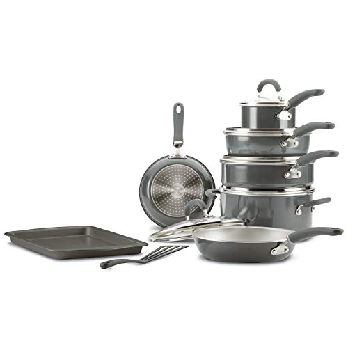 Rachael Ray Create Delicious Nonstick Cookware Pots and Pans Set, 13 Piece, Gray Shimmer