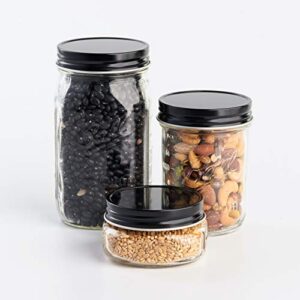 AllSpice Rust-Proof Wide Mouth Aluminum Metal Mason Jar Lids Leak-Proof 12-Pack (Black)